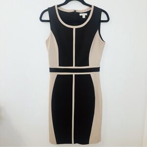 New York & Company Stretch Black and Beige Lined
Sleeveless Sheath Dress